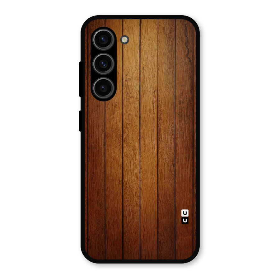 Brown Wood Design Metal Back Case for Galaxy S23