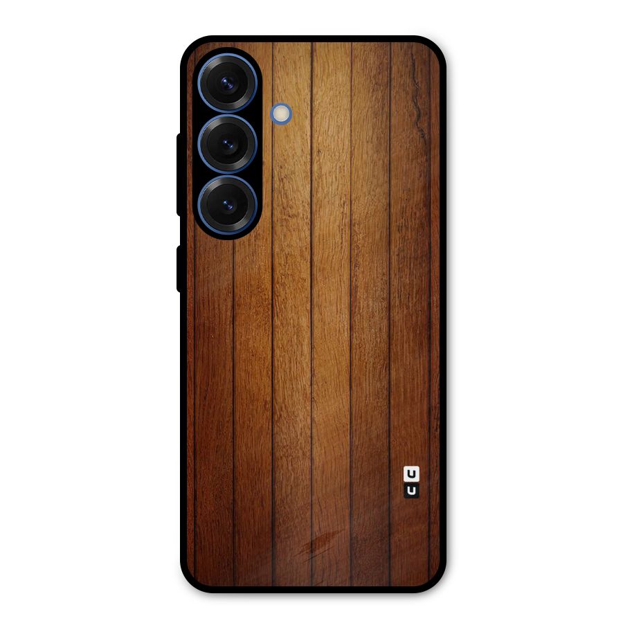 Brown Wood Design Metal Back Case for Galaxy S25