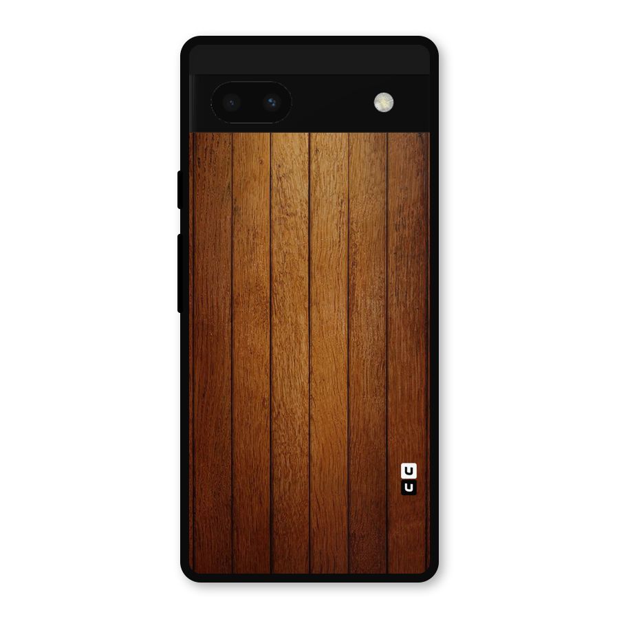 Brown Wood Design Metal Back Case for Google Pixel 6a