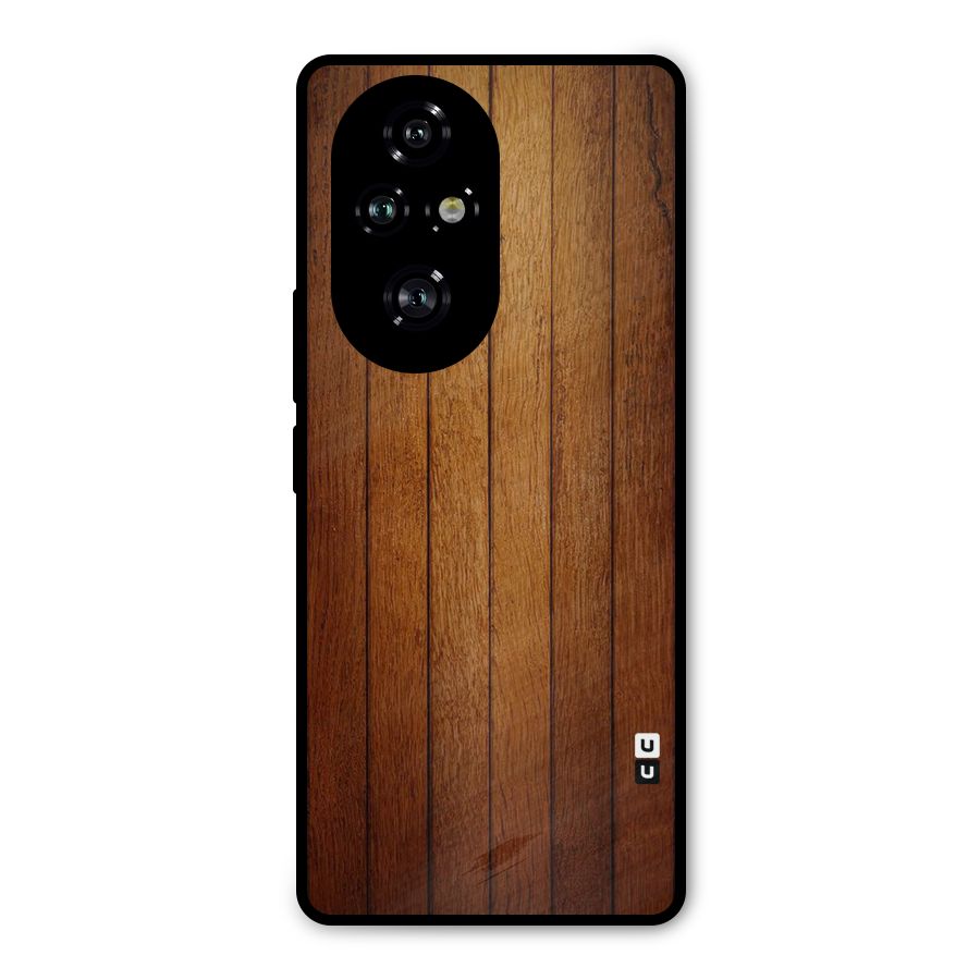 Brown Wood Design Metal Back Case for Honor 200 Pro