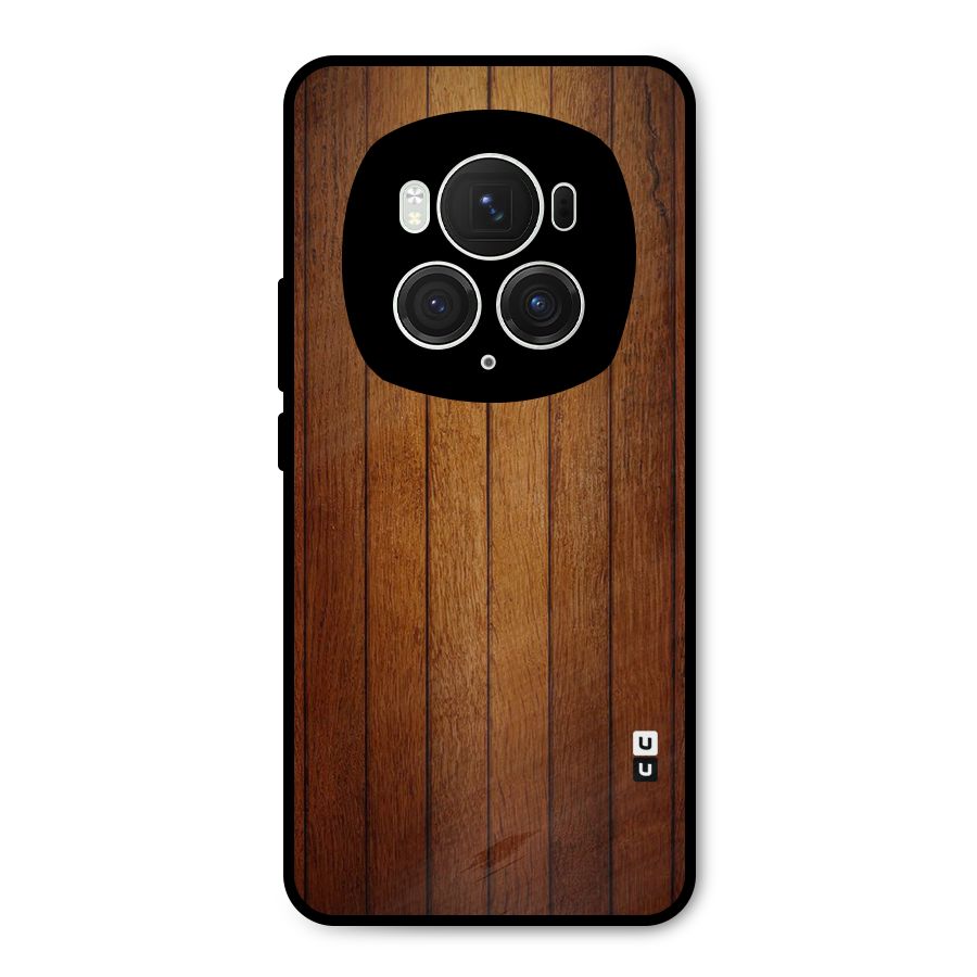 Brown Wood Design Metal Back Case for Honor Magic6 Pro