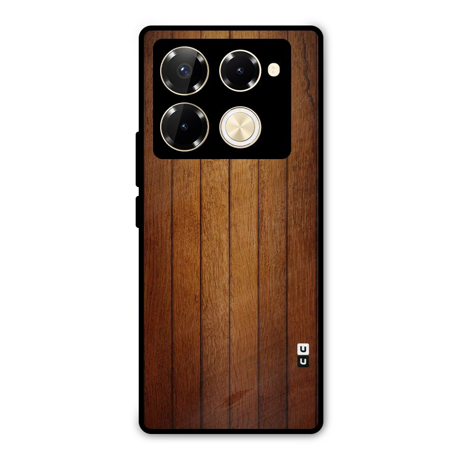 Brown Wood Design Metal Back Case for Infinix Note 40 Pro