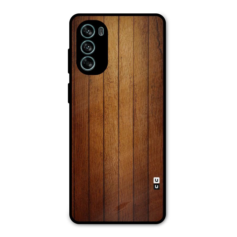 Brown Wood Design Metal Back Case for Moto G62