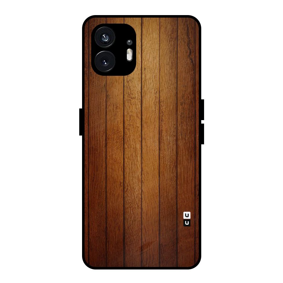 Brown Wood Design Metal Back Case for Nothing Phone 2