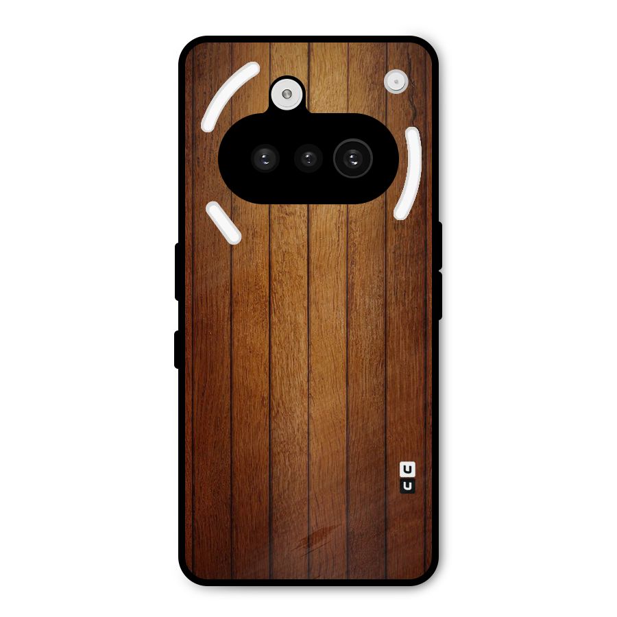 Brown Wood Design Metal Back Case for Nothing Phone 3a