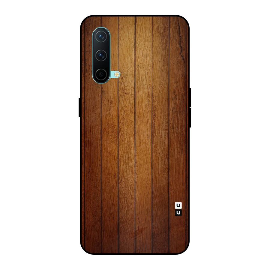 Brown Wood Design Metal Back Case for OnePlus Nord CE 5G