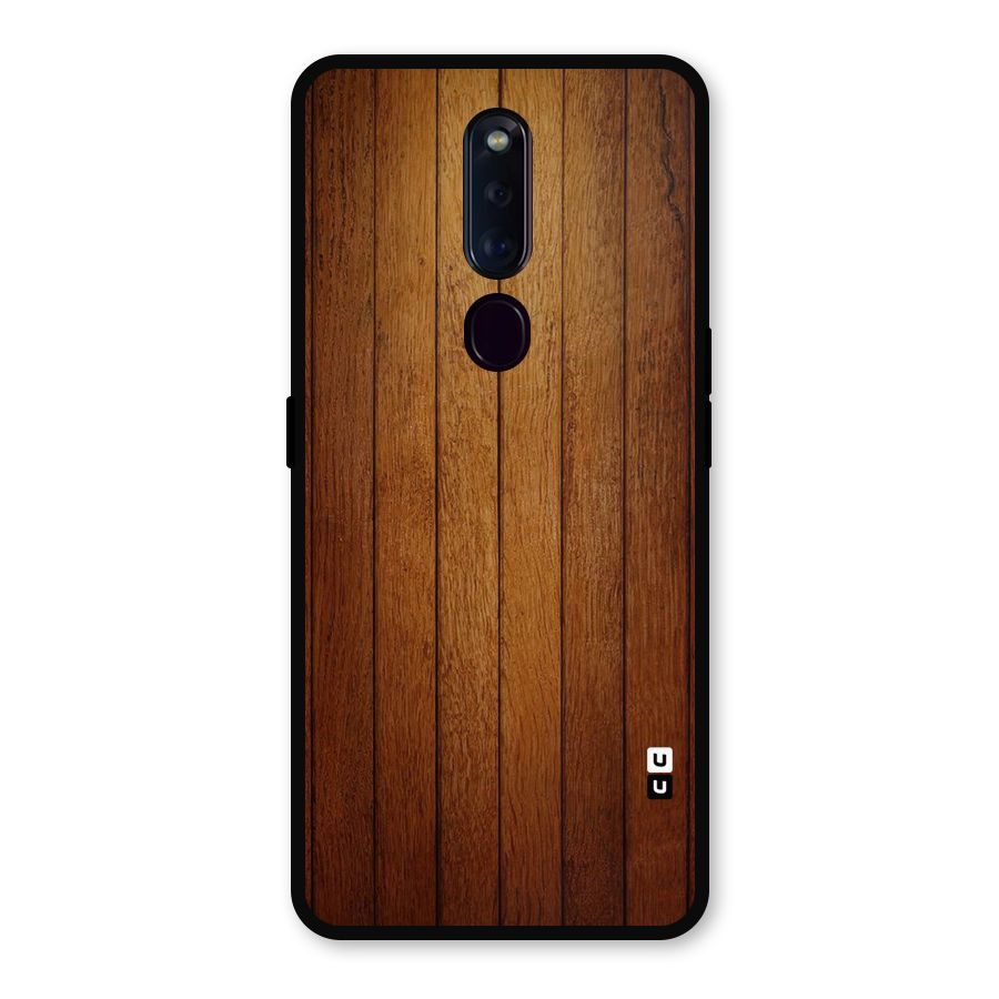 Brown Wood Design Metal Back Case for Oppo F11 Pro