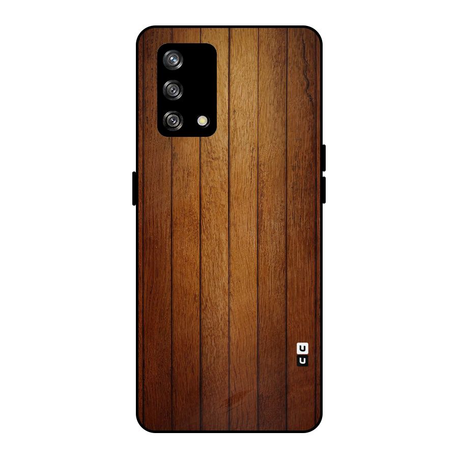 Brown Wood Design Metal Back Case for Oppo F19