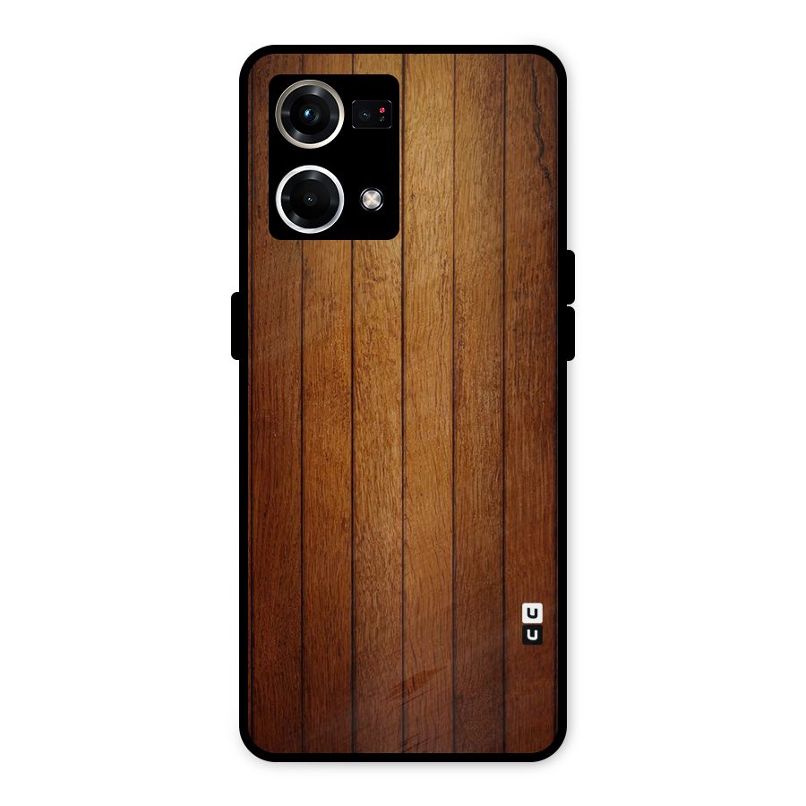 Brown Wood Design Metal Back Case for Oppo F21 Pro 4G