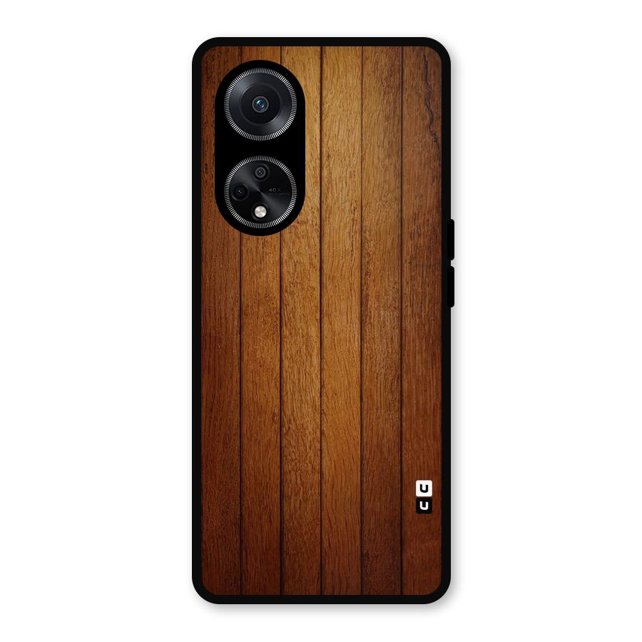 Brown Wood Design Metal Back Case for Oppo F23