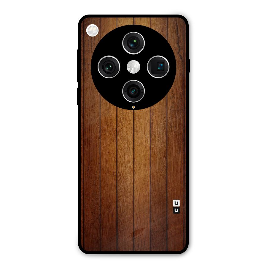 Brown Wood Design Metal Back Case for Oppo Find X8 Pro