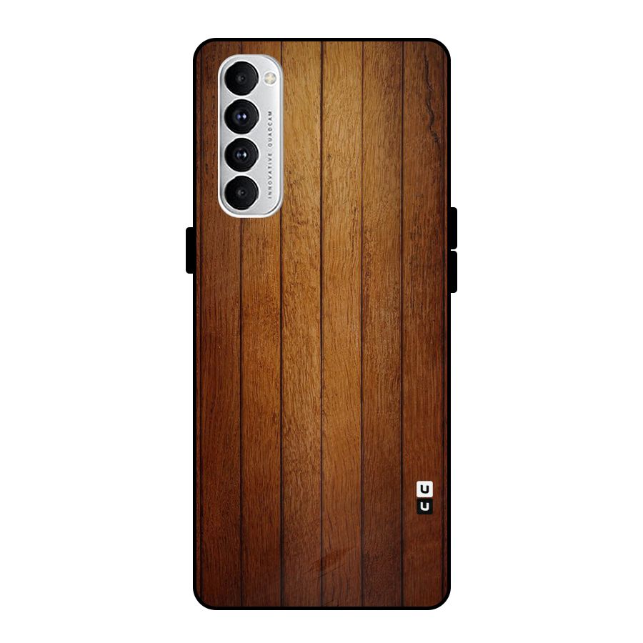 Brown Wood Design Metal Back Case for Oppo Reno4 Pro