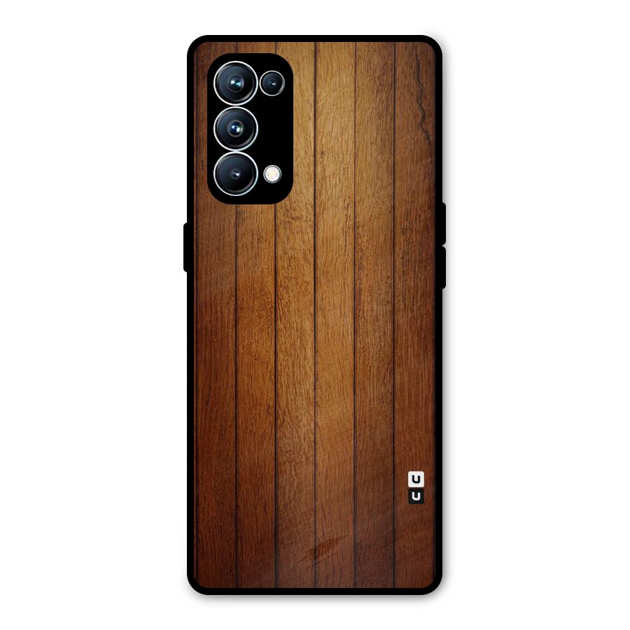 Brown Wood Design Metal Back Case for Oppo Reno5 Pro 5G