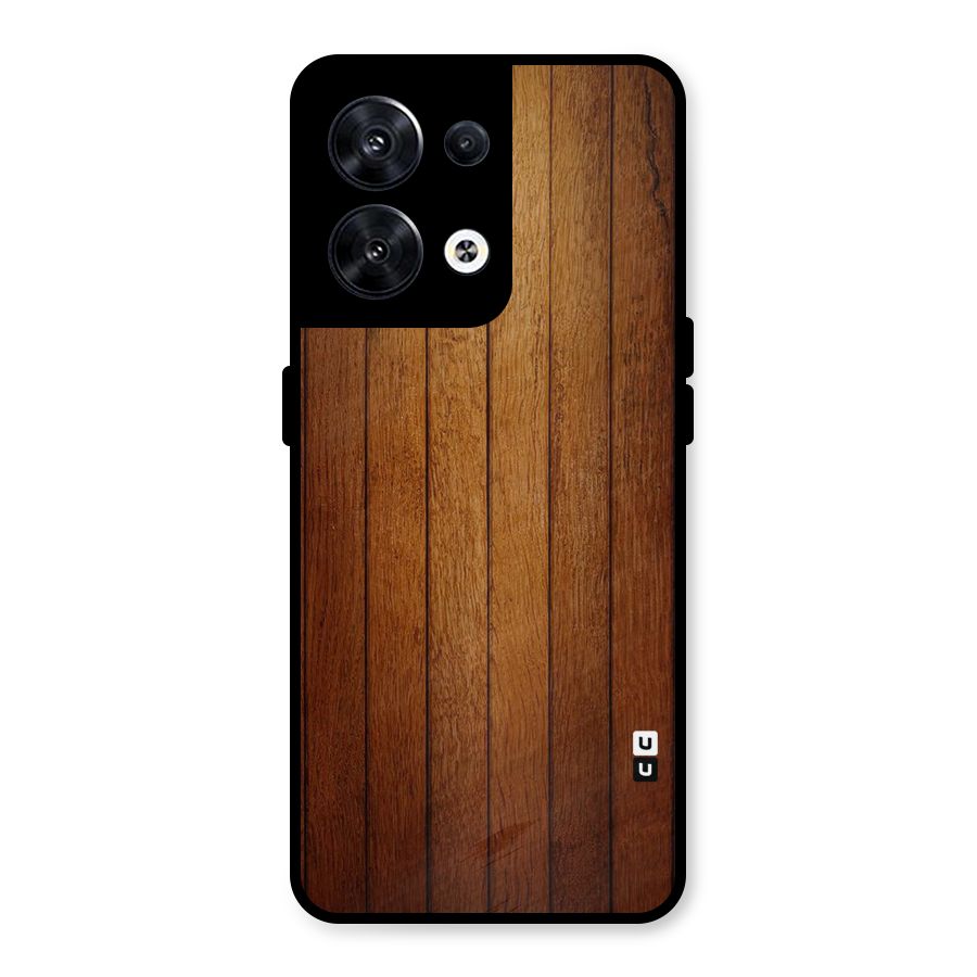 Brown Wood Design Metal Back Case for Oppo Reno8 5G