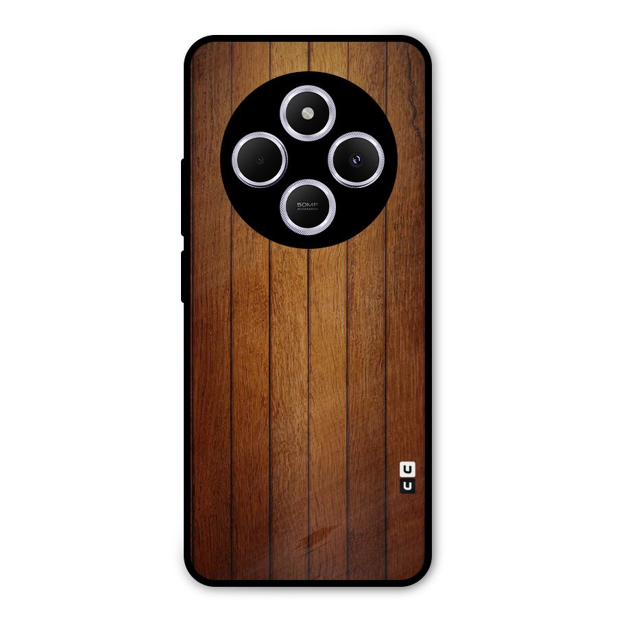 Brown Wood Design Metal Back Case for Poco C75 5G