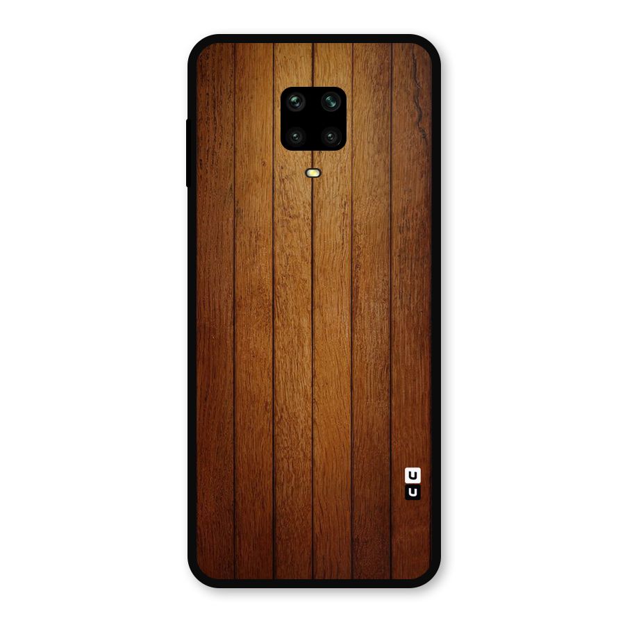 Brown Wood Design Metal Back Case for Poco M2 Pro