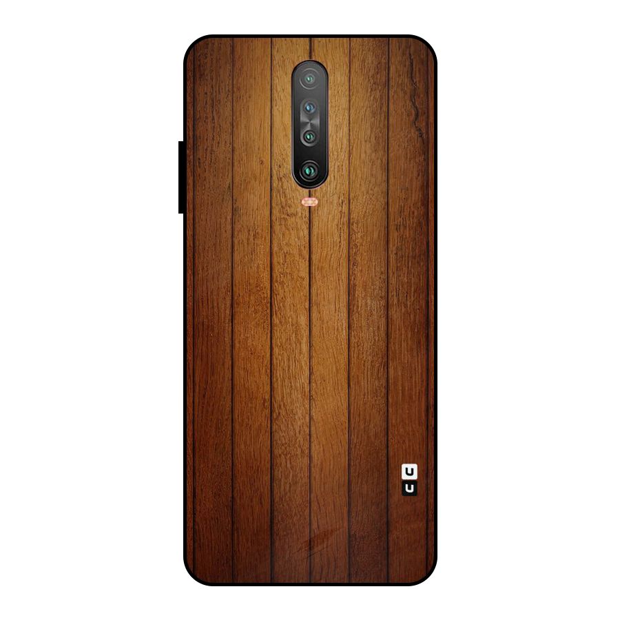 Brown Wood Design Metal Back Case for Poco X2