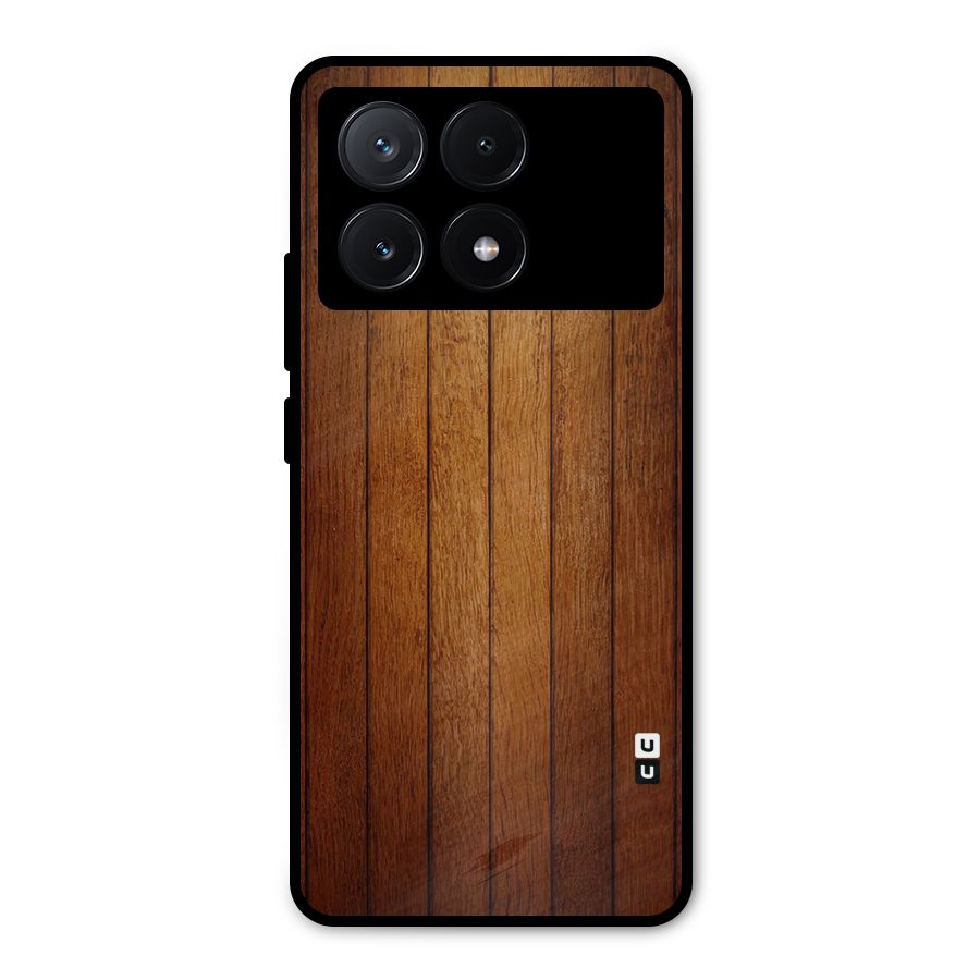 Brown Wood Design Metal Back Case for Poco X6 Pro