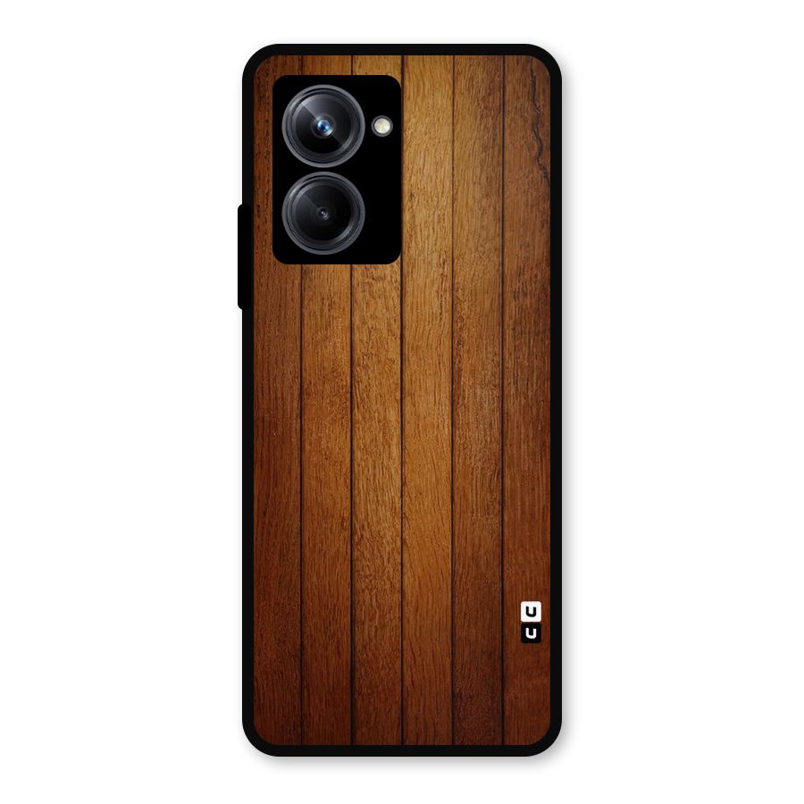 Brown Wood Design Metal Back Case for Realme 10 Pro