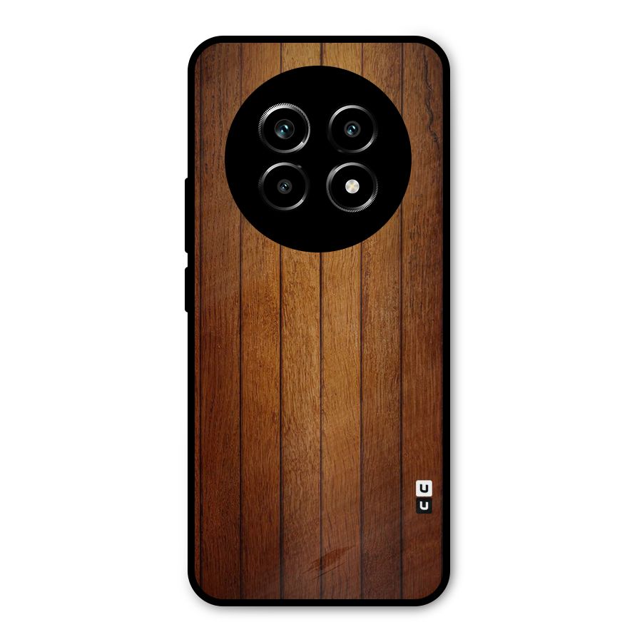 Brown Wood Design Metal Back Case for Realme 13 Pro