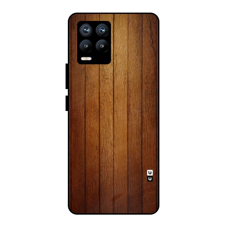 Brown Wood Design Metal Back Case for Realme 8 Pro
