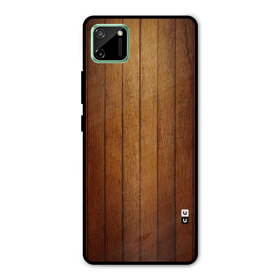 Brown Wood Design Metal Back Case for Realme C11