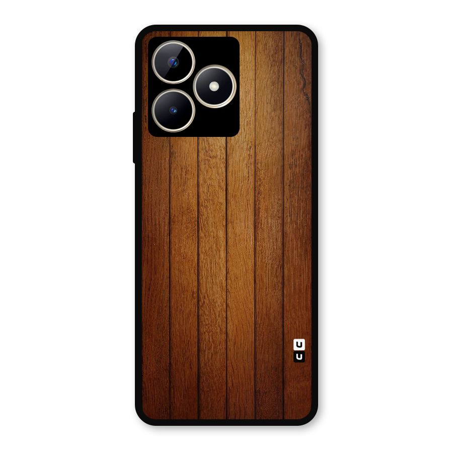 Brown Wood Design Metal Back Case for Realme C53