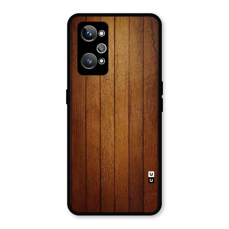 Brown Wood Design Metal Back Case for Realme GT 2