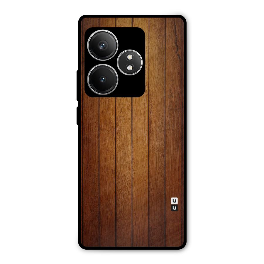 Brown Wood Design Metal Back Case for Realme GT 6T