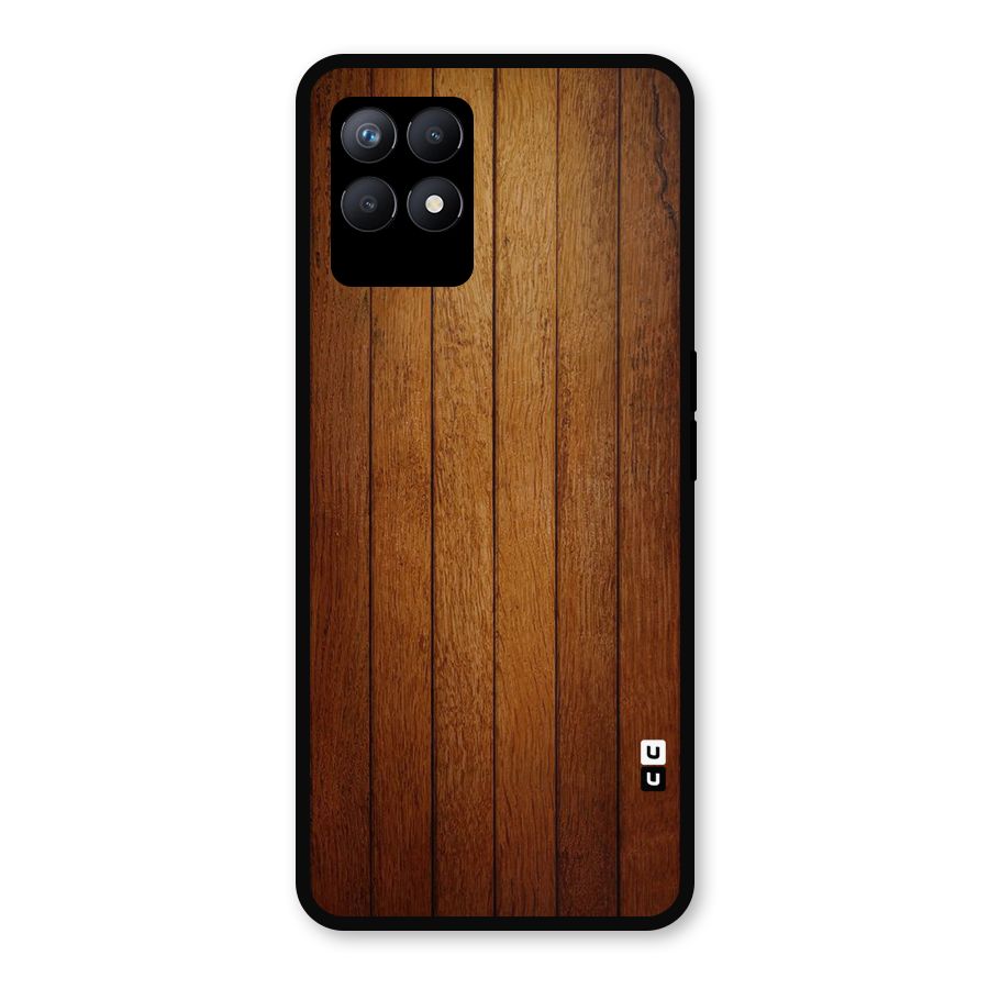 Brown Wood Design Metal Back Case for Realme Narzo 50