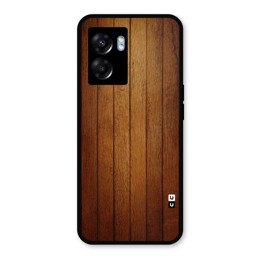 Brown Wood Design Metal Back Case for Realme Narzo 50 5G