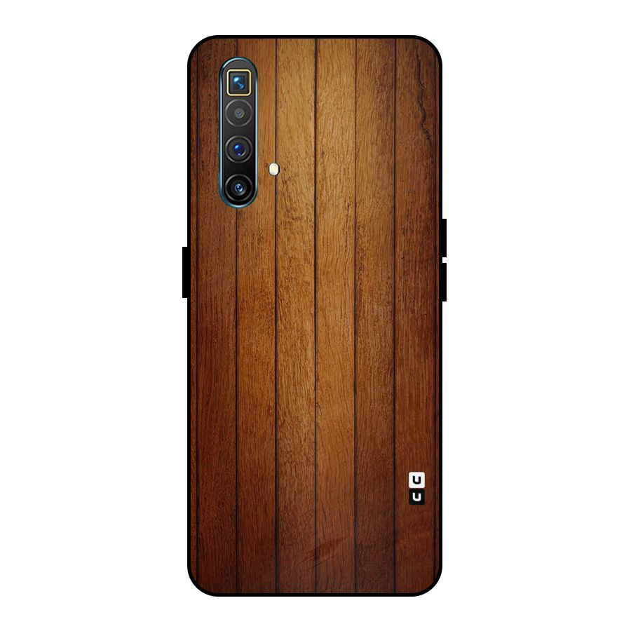 Brown Wood Design Metal Back Case for Realme X3