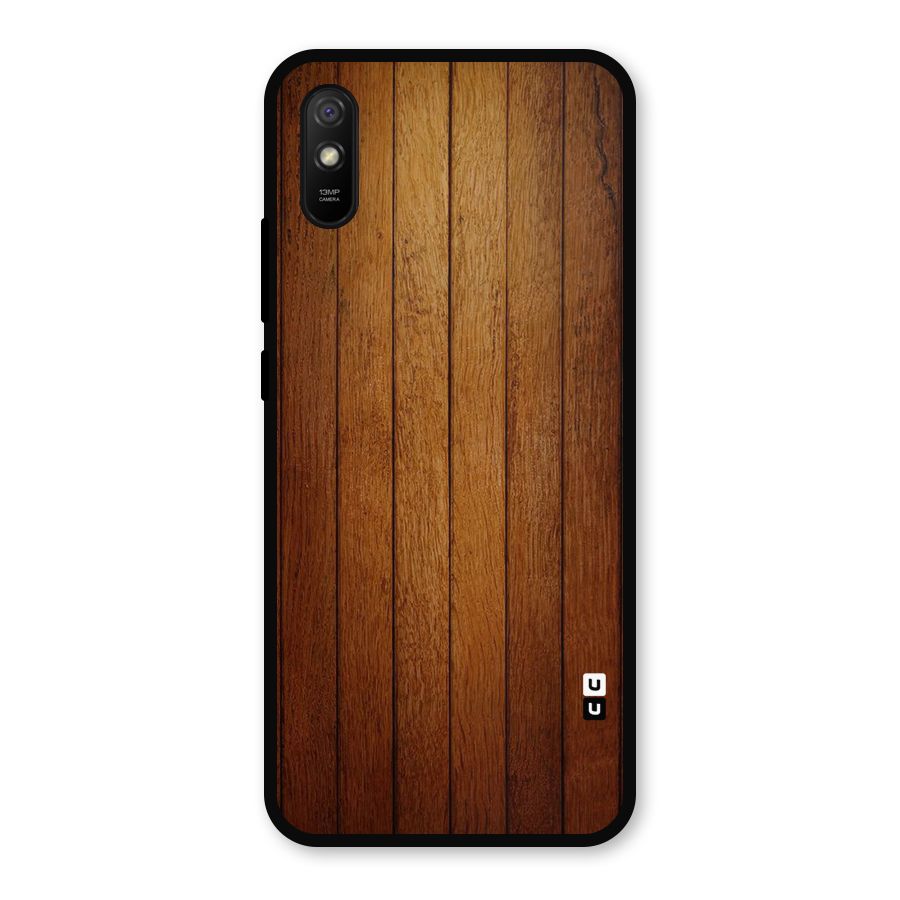 Brown Wood Design Metal Back Case for Redmi 9a
