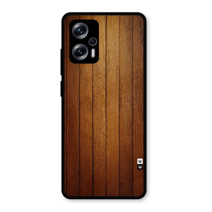 Brown Wood Design Metal Back Case for Redmi K50i