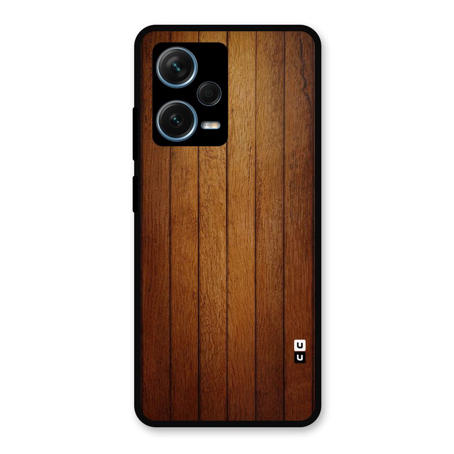 Brown Wood Design Metal Back Case for Redmi Note 12 Pro Plus 5G