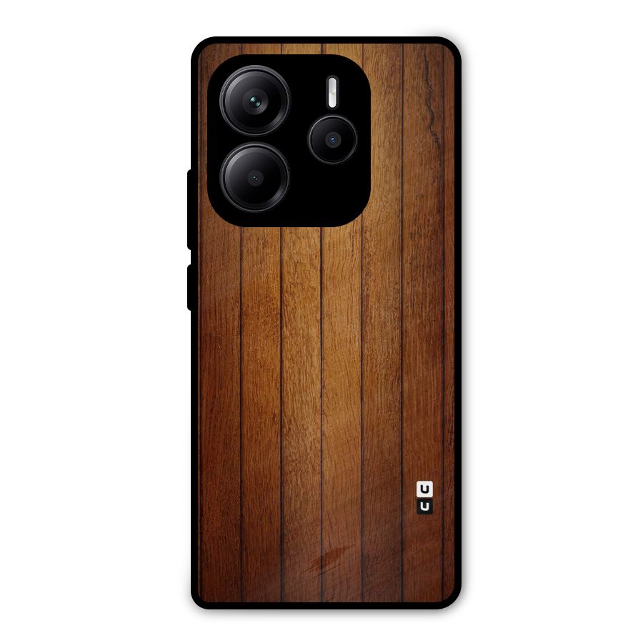Brown Wood Design Metal Back Case for Redmi Note 14 5G