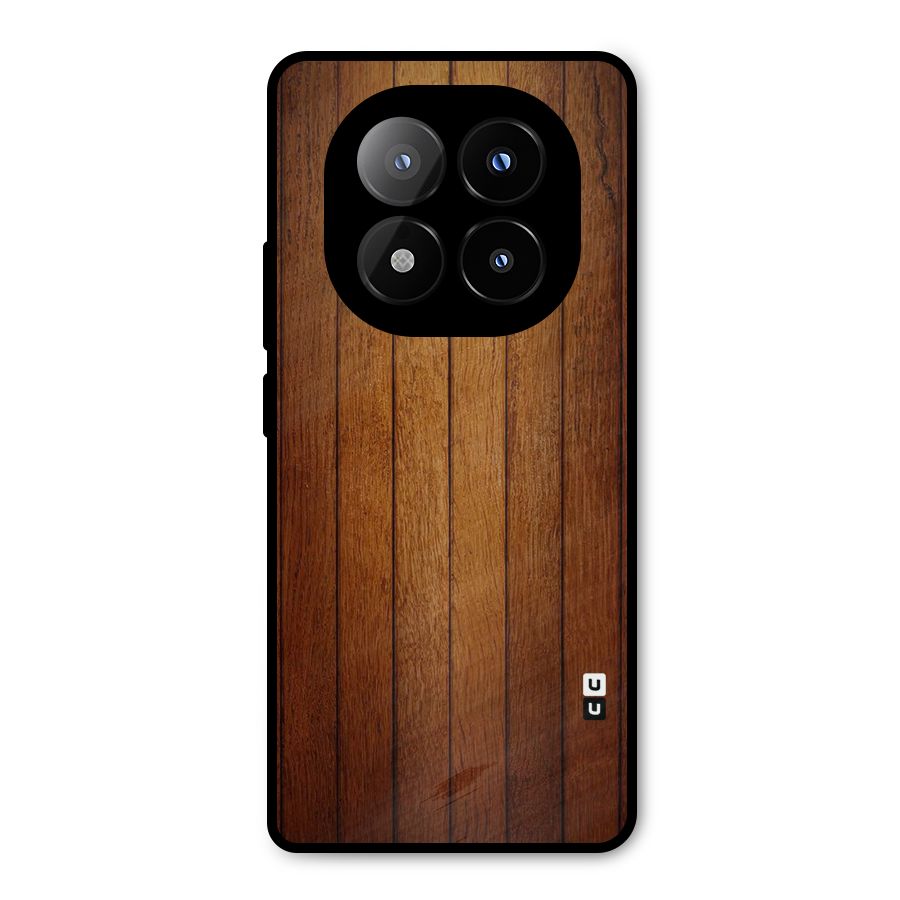 Brown Wood Design Metal Back Case for Redmi Note 14 Pro Plus 5G