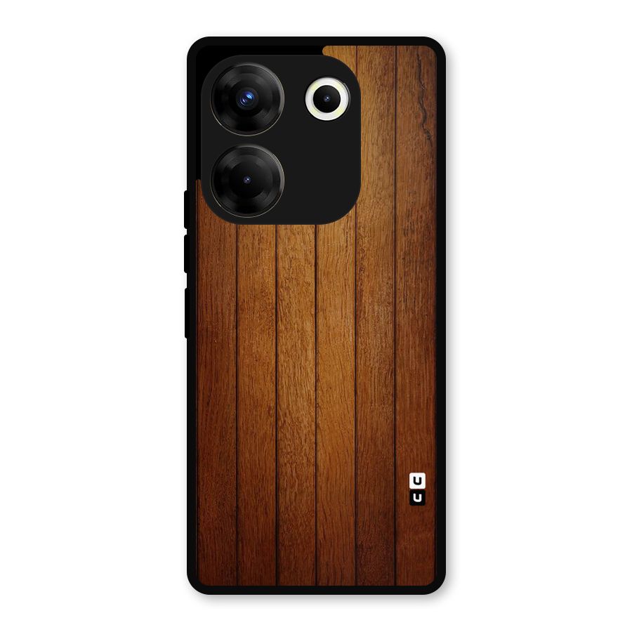 Brown Wood Design Metal Back Case for Tecno Camon 20