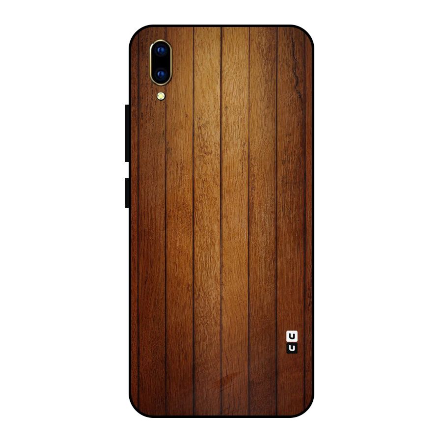 Brown Wood Design Metal Back Case for Vivo V11 Pro