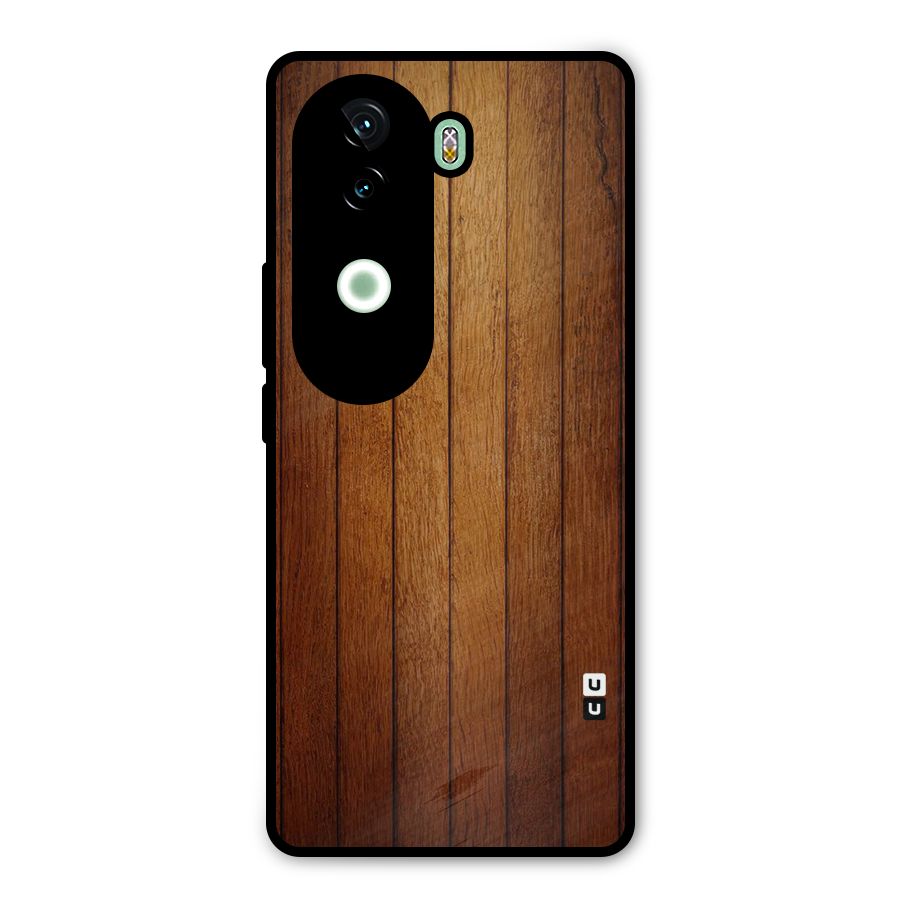 Brown Wood Design Metal Back Case for Vivo V40e