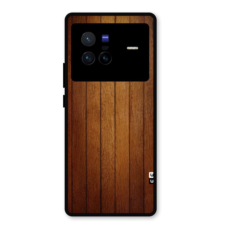 Brown Wood Design Metal Back Case for Vivo X80
