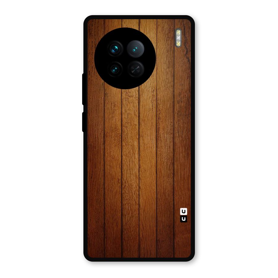 Brown Wood Design Metal Back Case for Vivo X90
