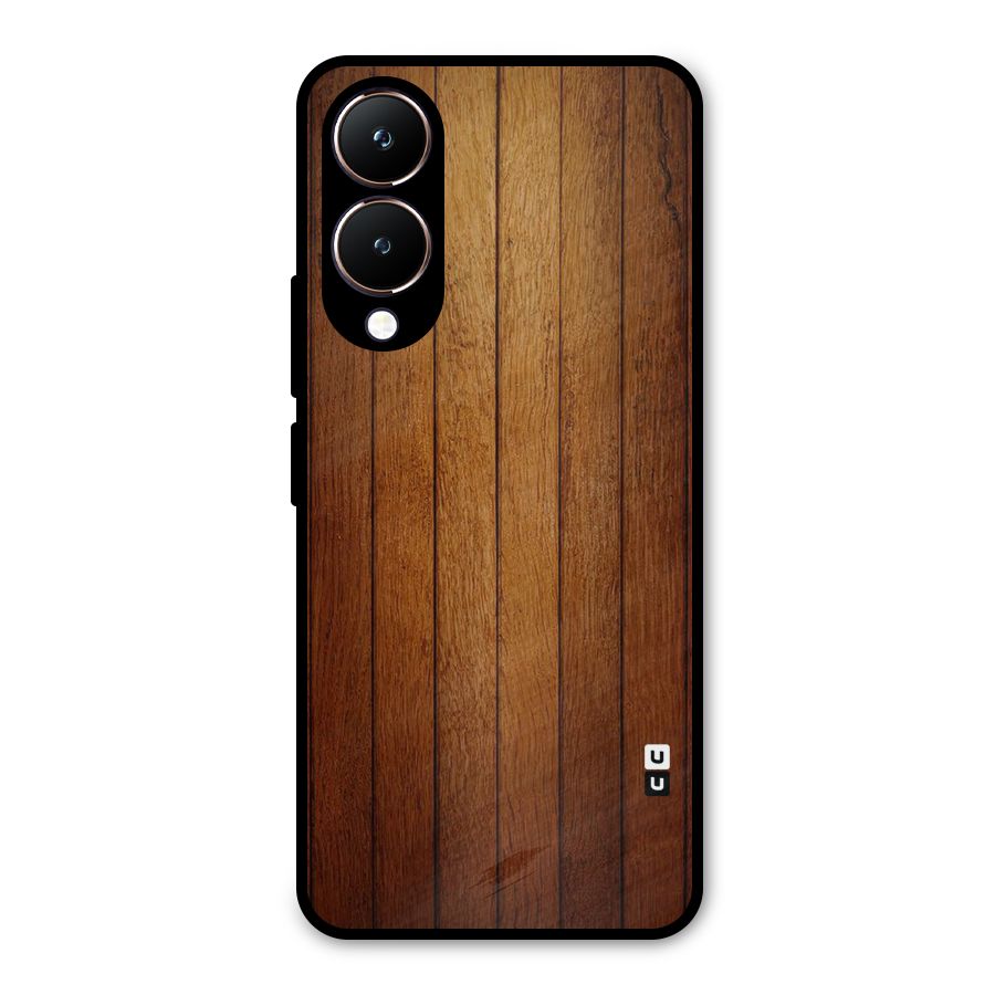 Brown Wood Design Metal Back Case for Vivo Y28