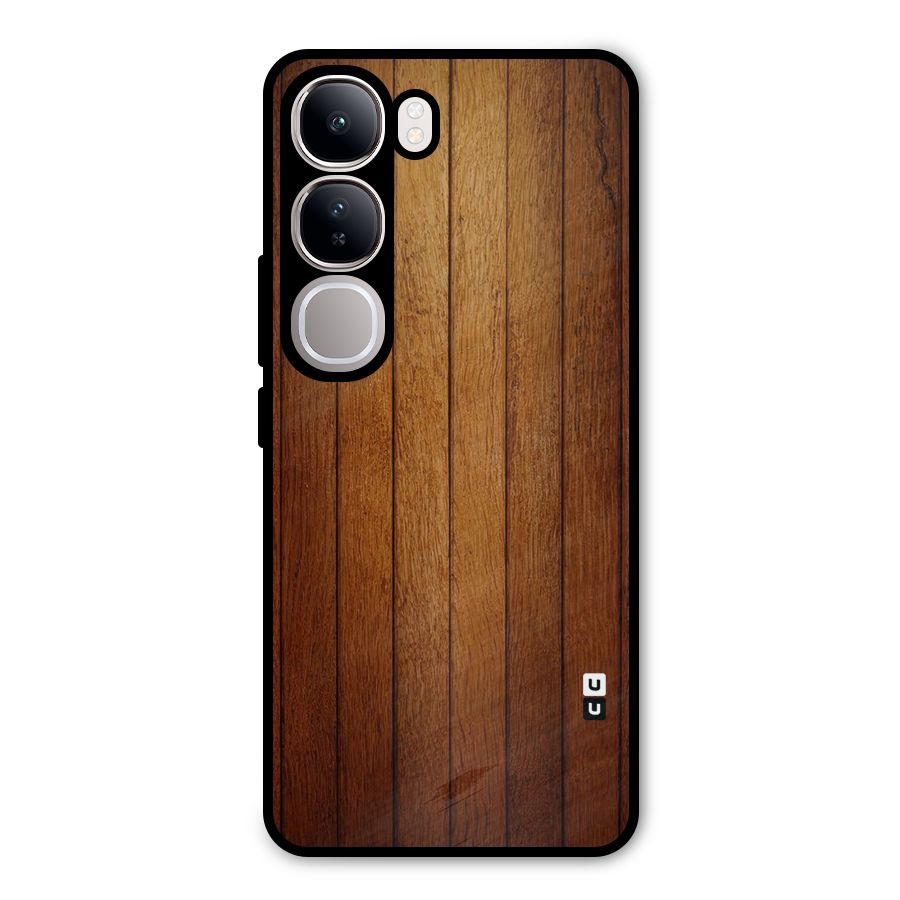 Brown Wood Design Metal Back Case for Vivo Y300