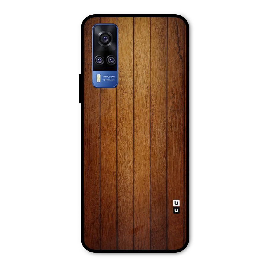 Brown Wood Design Metal Back Case for Vivo Y31