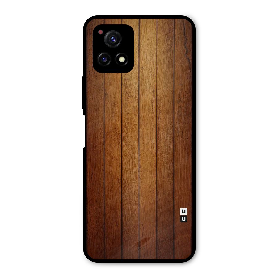 Brown Wood Design Metal Back Case for Vivo Y72 5G
