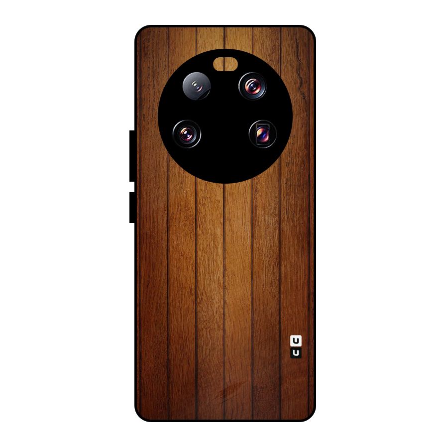 Brown Wood Design Metal Back Case for Xiaomi 13 Ultra
