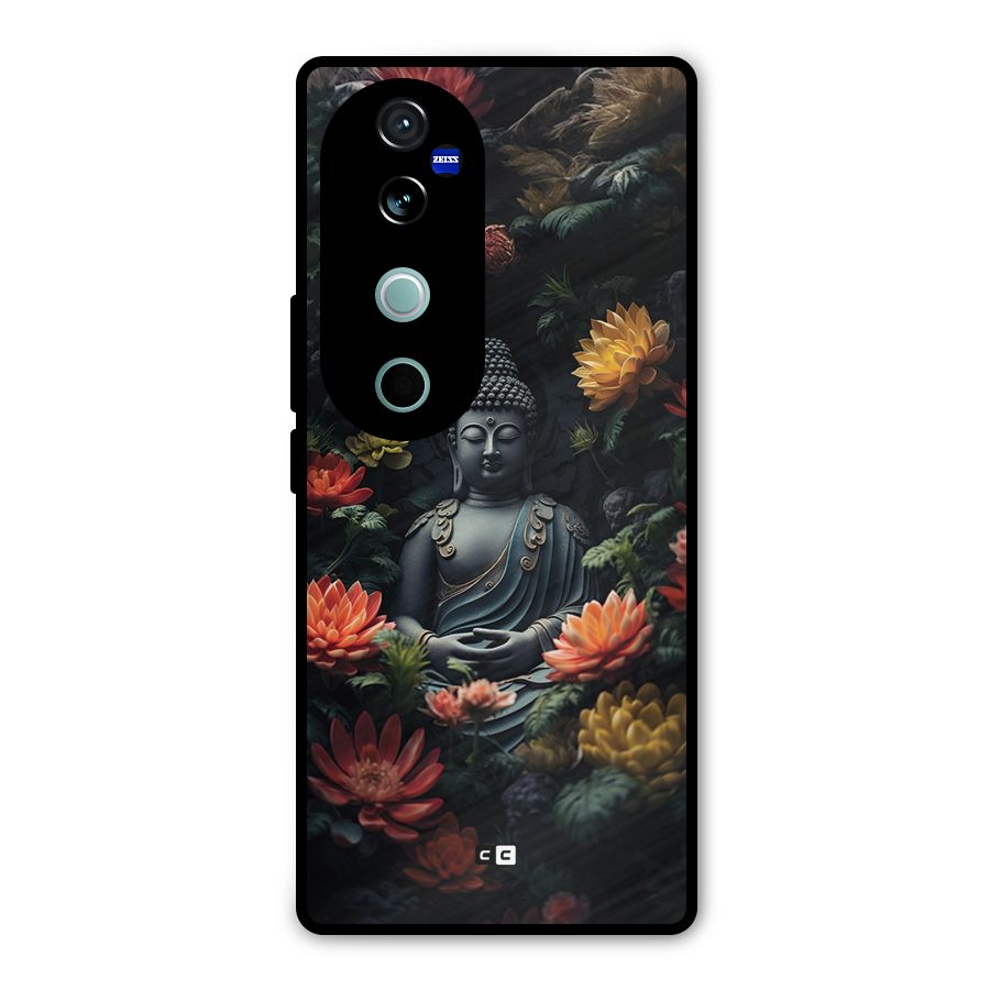 Buddha With Flower Metal Back Case for Vivo V40 Pro