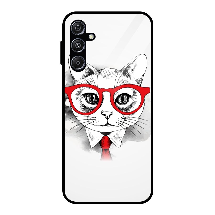 Business Cat Glass Back Case for Galaxy M34 5G