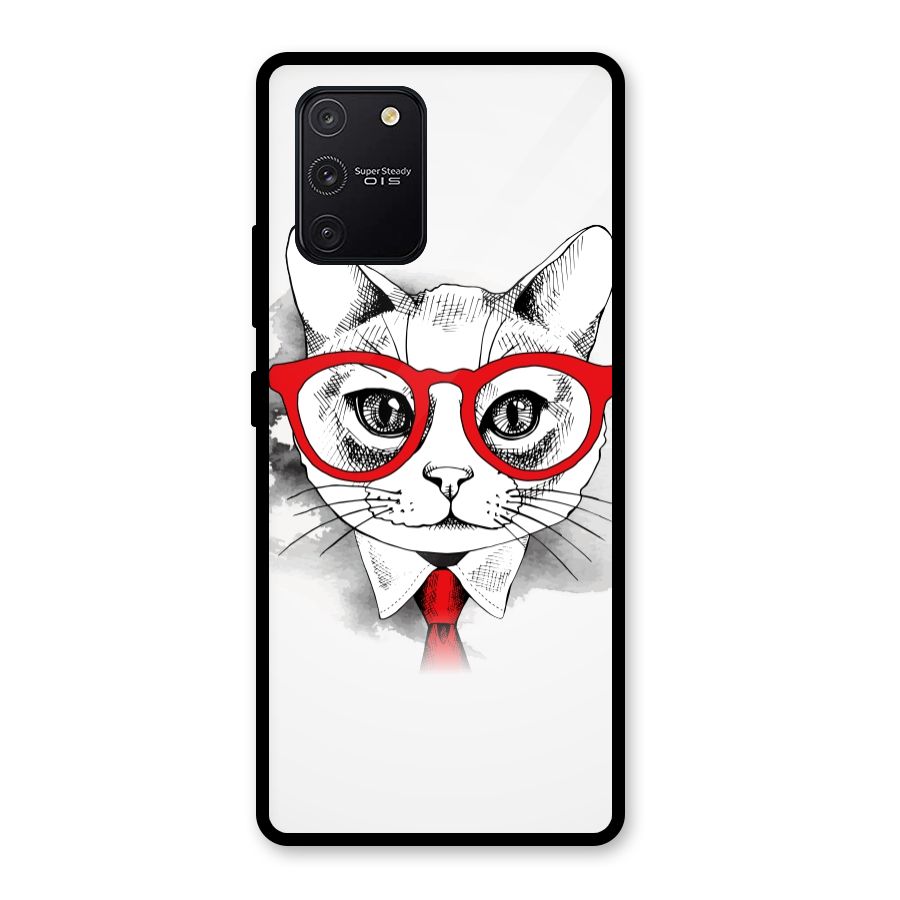 Business Cat Glass Back Case for Galaxy S10 Lite